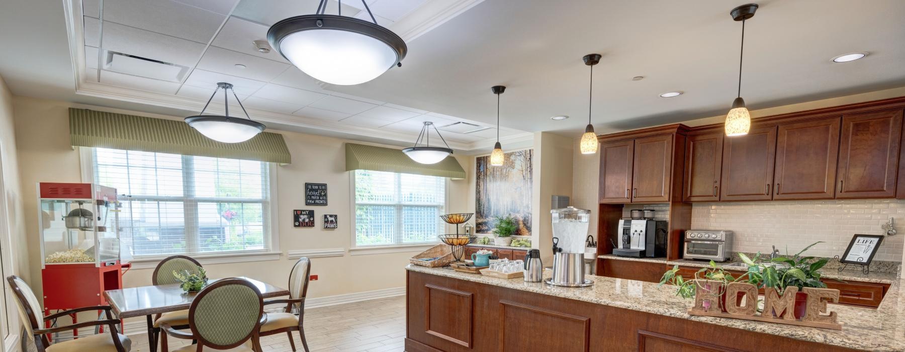 a kitchen with a wood floor